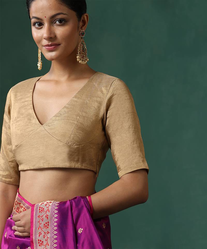 Golden pure tissue silk blouse