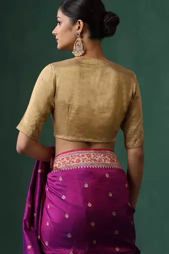 Golden pure tissue silk blouse