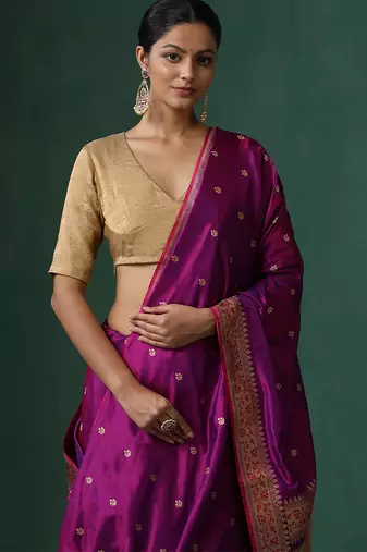Golden pure tissue silk blouse