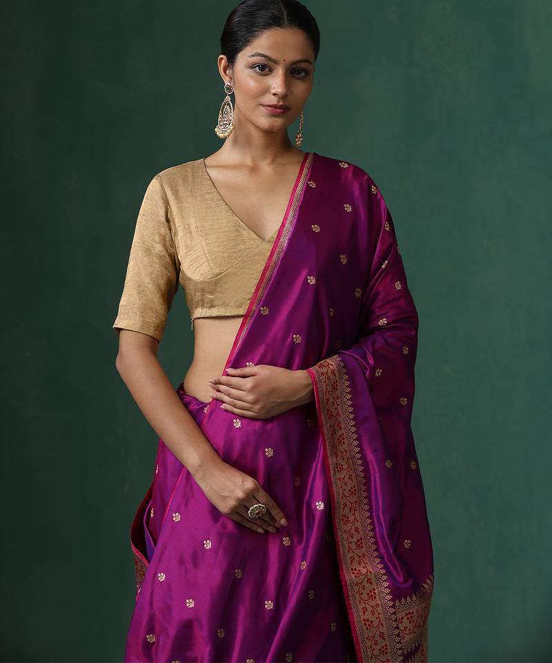 Golden pure tissue silk blouse