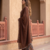 Roasted Coffee Brown Cotton Kurta Set  Patchwork Panel, Palazzo & Dupatta
