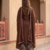 Roasted Coffee Brown Cotton Kurta Set  Patchwork Panel, Palazzo & Dupatta