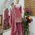 Onion pink fendy silk embroidered stitched sharara kurta and duppta set