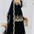 Black fendy silk embroidered stitched sharara kurta and duppta set