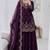 Wine fendy silk embroidered stitched sharara kurta and duppta set