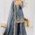 grey fendy silk embroidered stitched sharara kurta and duppta set