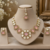 kundan baby pink mehendi polish necklace set with earrings and maang tikka for bridal wedding jewelry