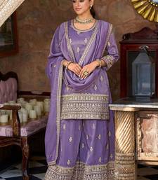 Ethnic Motifs Embroidered Round Neck Zari Straight Kurta & Palazzos With Dupatta