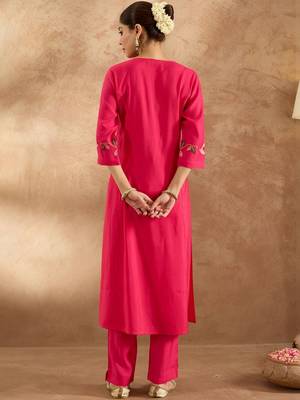 Women Floral Embroidered Regular Thread Work Pure Cotton Kurta with Trousers 5