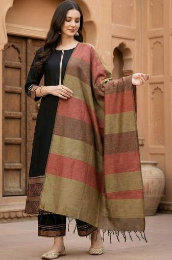 Women Regular Patchwork Liva Kurta with Palazzos & With Dupatta