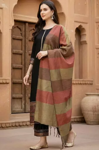 Women Regular Patchwork Liva Kurta with Palazzos & With Dupatta