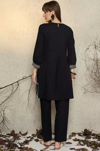 Women Ethnic Motifs Embroidered Pure Cotton A-Line Kurta with Pyjama