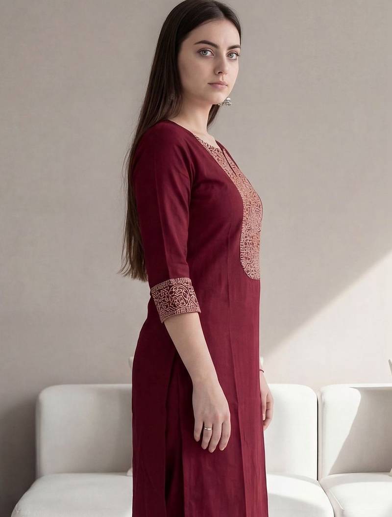 Women Ethnic Motifs Embroidered Regular Thread Work Kurta with Trousers