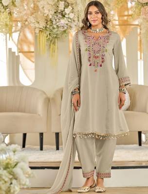 Women Ethnic Motifs Embroidered Panelled Beads and Stones Kurta with Salwar & With Dupatta 1