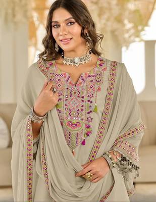 Women Ethnic Motifs Embroidered Panelled Beads and Stones Kurta with Salwar & With Dupatta 2