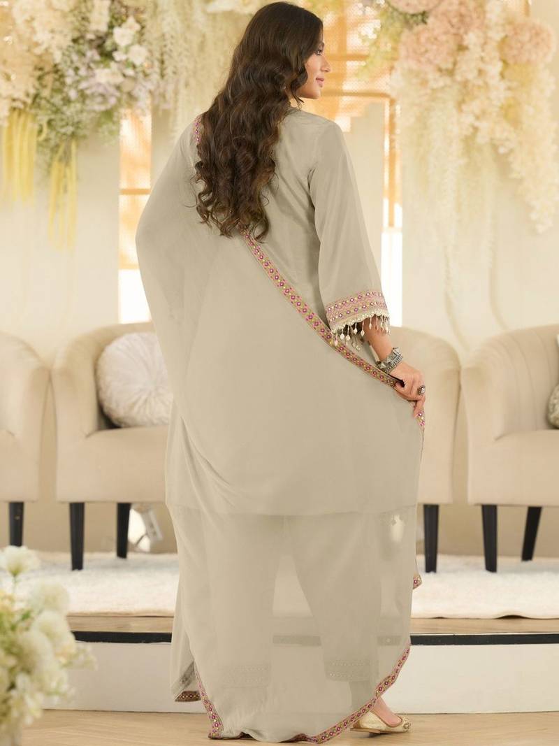 Women Ethnic Motifs Embroidered Panelled Beads and Stones Kurta with Salwar & With Dupatta