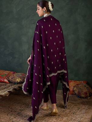 Women Ethnic Motifs Embroidered Regular Thread Work Kurta with Trousers & With Dupatta 4