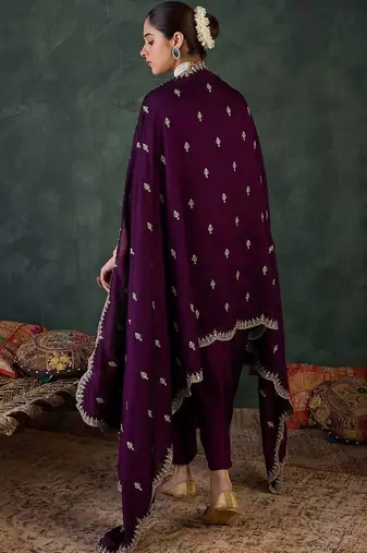Women Ethnic Motifs Embroidered Regular Thread Work Kurta with Trousers & With Dupatta