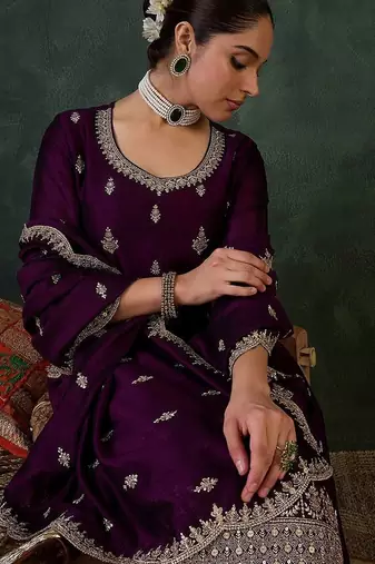 Women Ethnic Motifs Embroidered Regular Thread Work Kurta with Trousers & With Dupatta