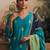 Floral Embroidered V-Neck Thread Work Straight Kurta With Churidar & Dupatta
