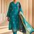 Floral Embroidered V-Neck Thread Work Straight Kurta With Churidar & Dupatta