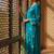 Floral Embroidered V-Neck Thread Work Straight Kurta With Churidar & Dupatta