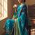 Floral Embroidered V-Neck Thread Work Straight Kurta With Churidar & Dupatta