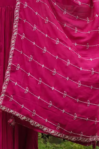 Women Floral Embroidered Pleated Kurta with Trousers & With Dupatta