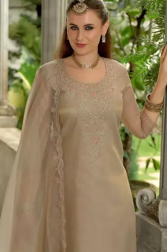 Adults-Women Woven Design Embroidered Kurta with Trousers & Dupatta