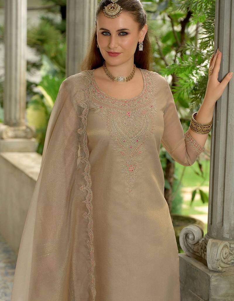 Adults-Women Woven Design Embroidered Kurta with Trousers & Dupatta