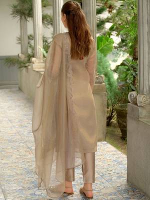 Adults-Women Woven Design Embroidered Kurta with Trousers & Dupatta 4