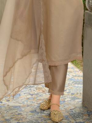 Adults-Women Woven Design Embroidered Kurta with Trousers & Dupatta 6