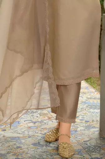 Adults-Women Woven Design Embroidered Kurta with Trousers & Dupatta