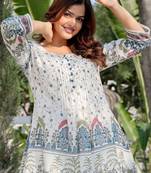 Floral Printed A Line Pure Cotton Kurta With Trousers
