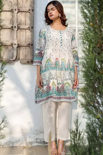 Floral Printed A Line Pure Cotton Kurta With Trousers
