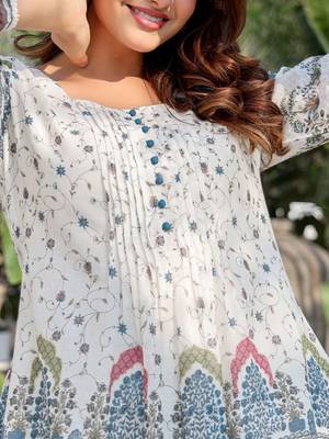 Floral Printed A Line Pure Cotton Kurta With Trousers 3