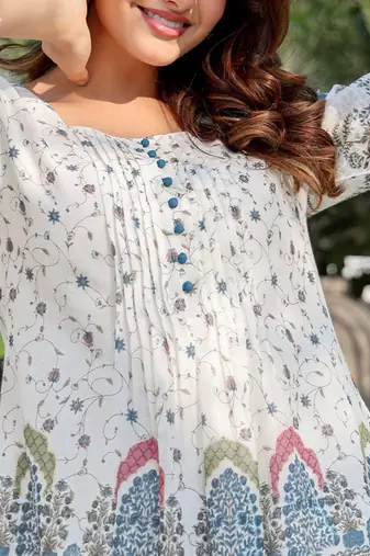 Floral Printed A Line Pure Cotton Kurta With Trousers
