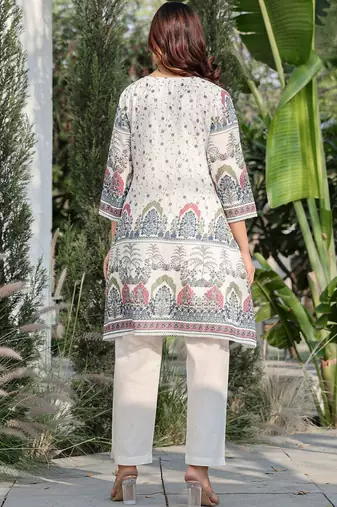Floral Printed A Line Pure Cotton Kurta With Trousers