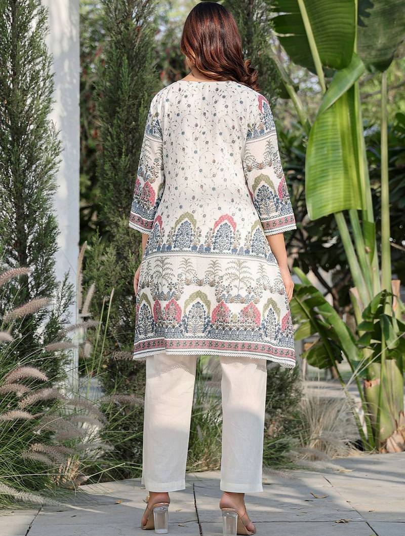 Floral Printed A Line Pure Cotton Kurta With Trousers