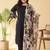 Plus Size Black Embroidered Straight Kurta Trousers With Dupatta Set