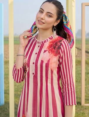 Women Printed Regular Pure Cotton Kurta with Trousers 1