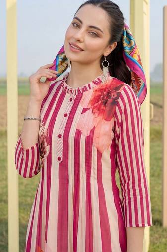 Women Printed Regular Pure Cotton Kurta with Trousers