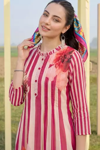Women Printed Regular Pure Cotton Kurta with Trousers