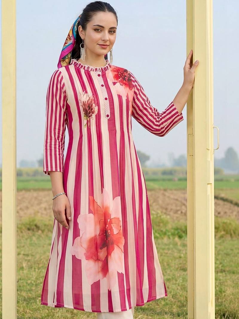 Women Printed Regular Pure Cotton Kurta with Trousers