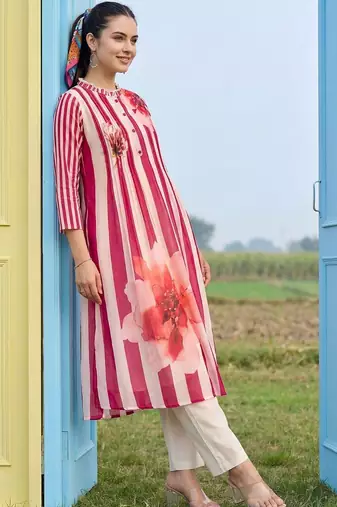 Women Printed Regular Pure Cotton Kurta with Trousers