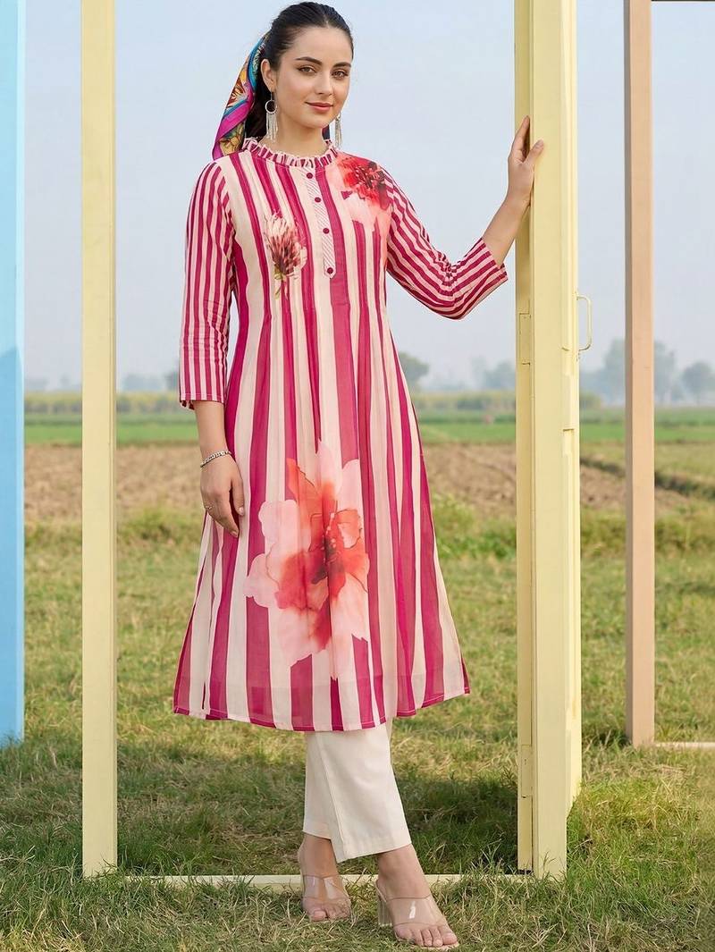Women Printed Regular Pure Cotton Kurta with Trousers