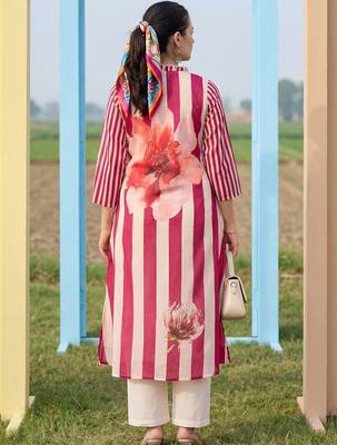 Women Printed Regular Pure Cotton Kurta with Trousers 6