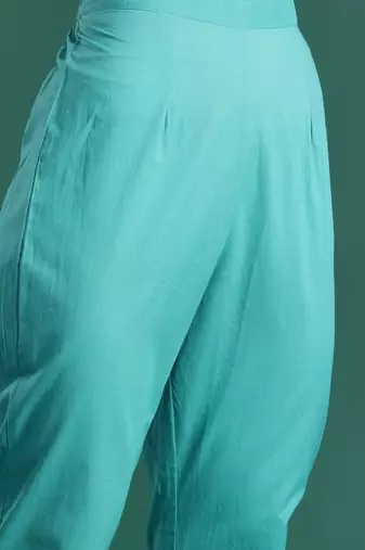 Floral Embroidered Pure Cotton Kurta with Trousers & Dupatta