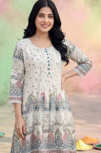 Women Ethnic Motifs Printed Regular Pure Cotton Kurta with Trousers