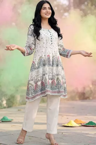 Women Ethnic Motifs Printed Regular Pure Cotton Kurta with Trousers